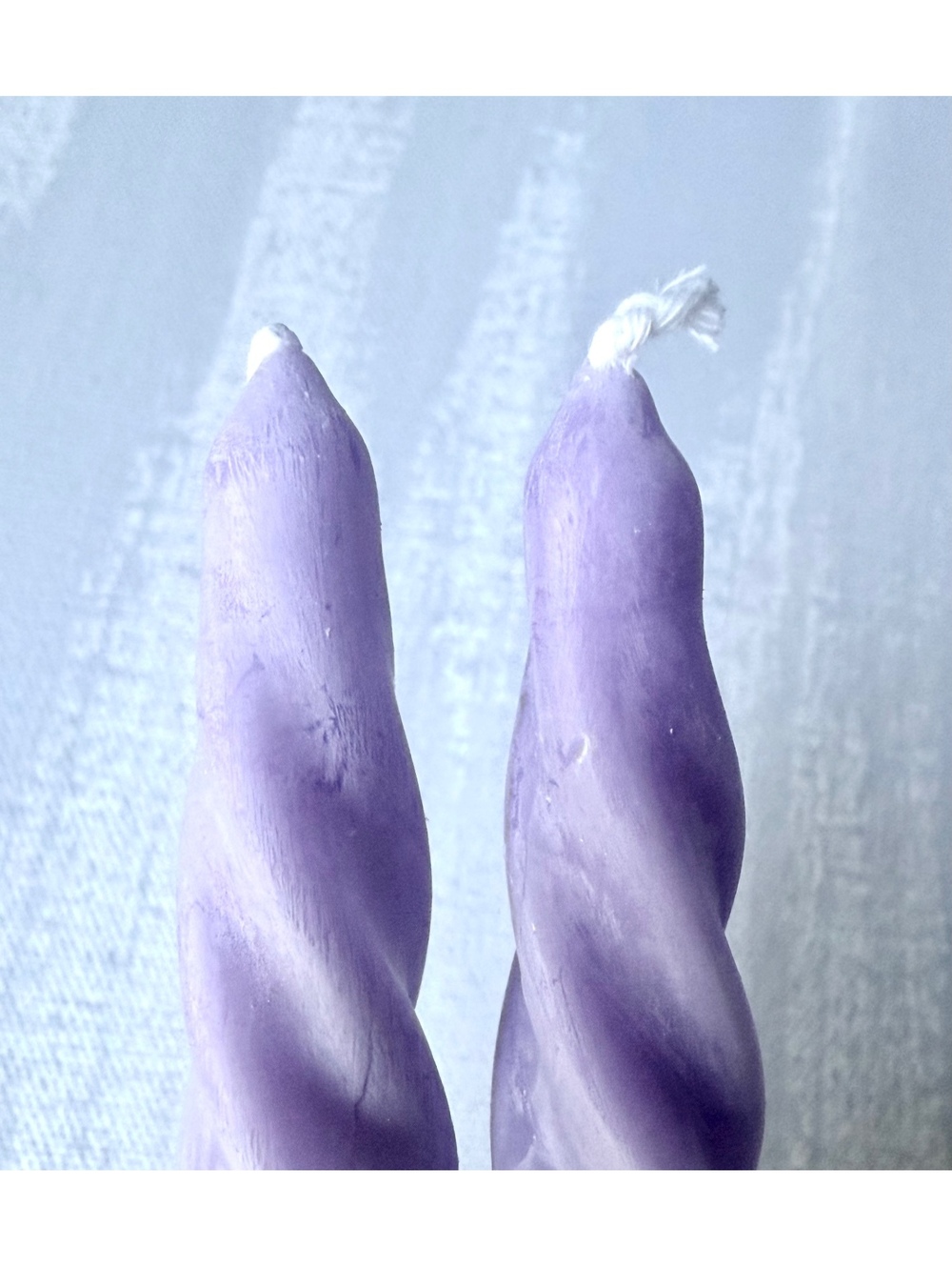 Acute Designs Handmade Lavender Twisted Soy Blend Taper Candles Set of 2 - Picture 2 of 5